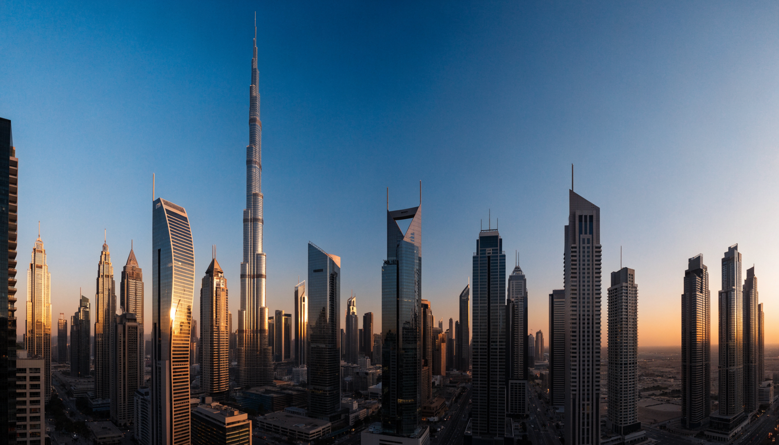 Dubai skyline at dusk, representing the UAE Golden Visa's 10-year renewable residency through property and investment routes